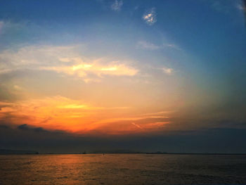 Scenic view of sea at sunset