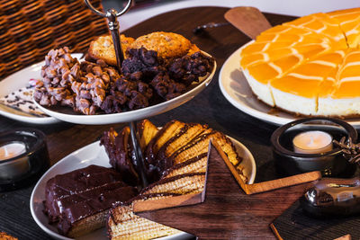 High angle view of food in plate on table