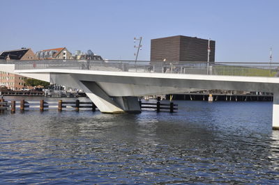Bridge over river against clear sky