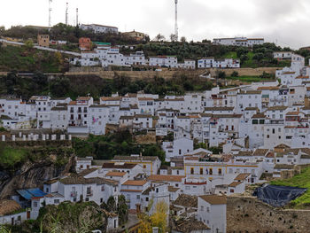 High angle view of townscape against sky