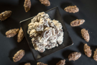 High angle view of cookies