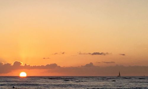 Scenic view of sea against sky during sunset