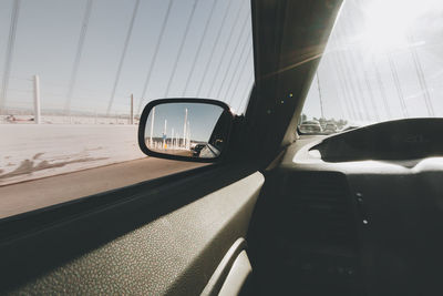 Close-up of car on side-view mirror