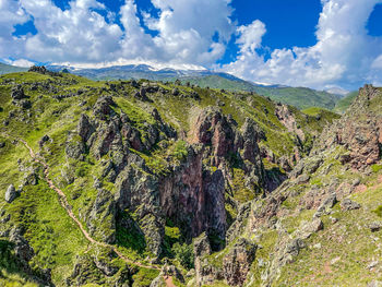 Kalinov bridge at the foot of maunt elbrus . rad lava bridge