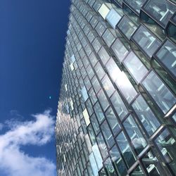 Low angle view of modern building against sky