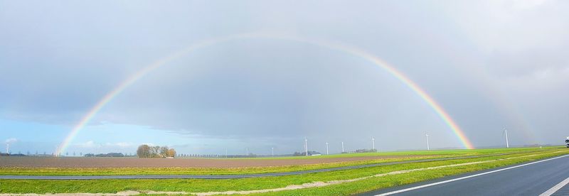 Scenic view of rainbow against sky