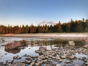 Scenic view of lake against sky