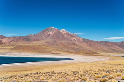 Scenic view of lake against blue sky