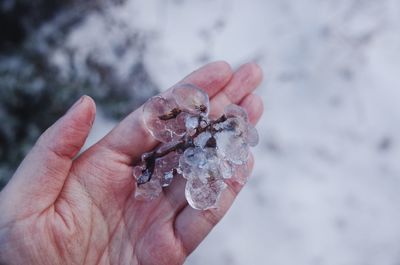 Close-up of hand holding ice cream