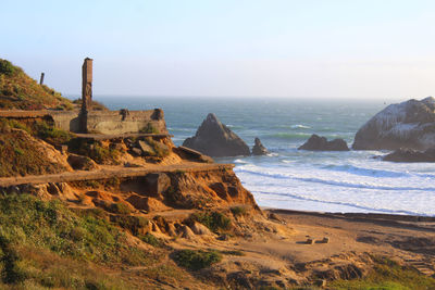 Scenic view of sea against clear sky