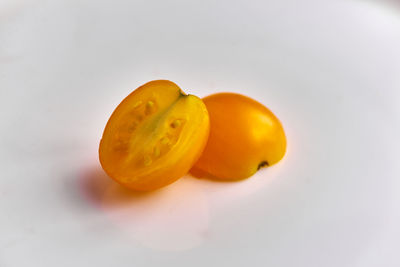 High angle view of orange on table