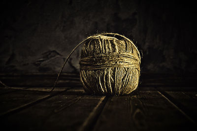 Ball of wool on table