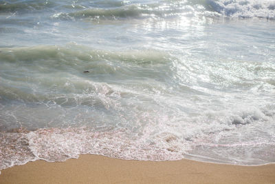 Close-up of waves on beach