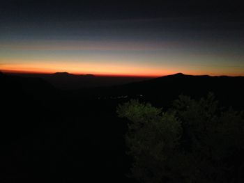 Silhouette of mountains at sunset