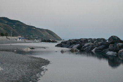 Scenic view of sea against clear sky