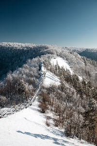 Scenic view of snow covered mountains against sky