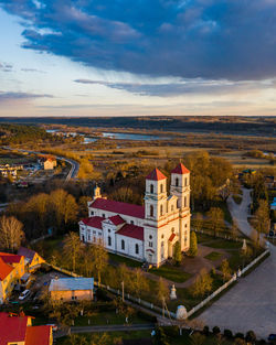 High angle view of buildings in city