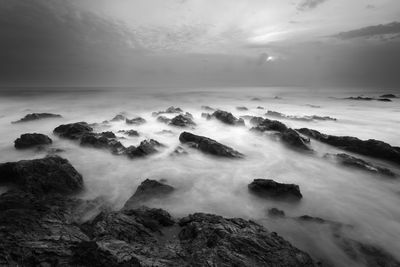 Scenic view of sea against clear sky