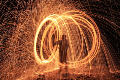 Silhouette man with wire wool