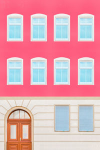 Red building with pink windows