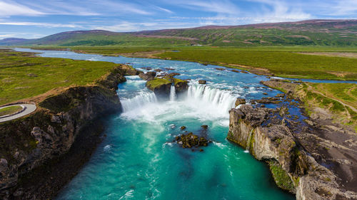 Aerial view of waterfall