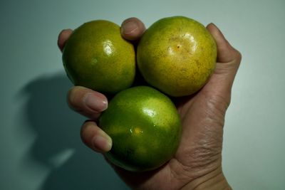 Close-up of hand holding apple