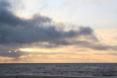 Scenic view of sea against sky at sunset