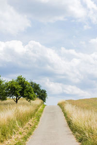 Road amidst agricultural field against sky