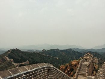 High angle view of great wall of china