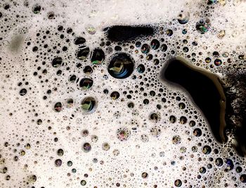 High angle view of bubbles in water