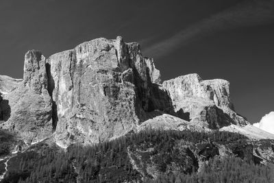 Low angle view of rock formation against sky