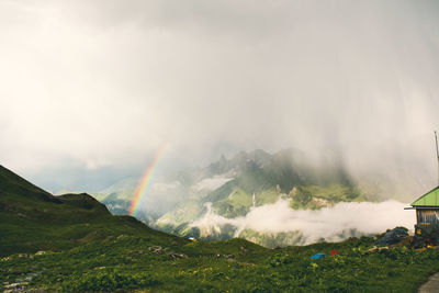 Scenic view of rainbow against sky