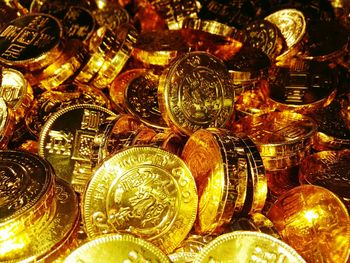 Full frame shot of chocolate coins