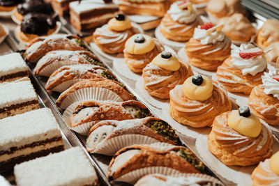 Full frame shot of cake for sale in store