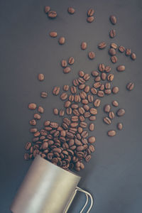 High angle view of coffee beans on table