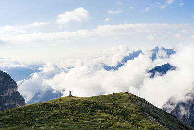 Low angle view of mountains against sky