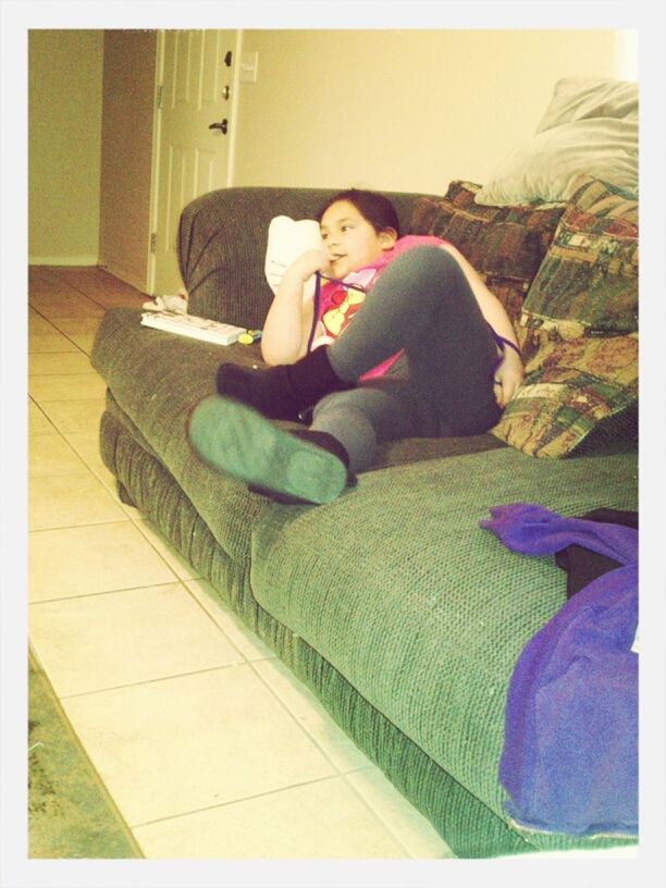 My sister being lazy(: 