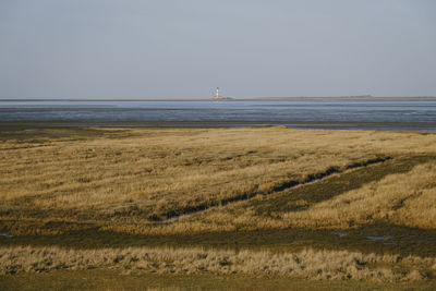 Scenic view of sea against clear sky