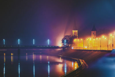 Illuminated city at night