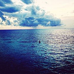 Scenic view of sea against cloudy sky