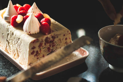 Close-up of cake on table