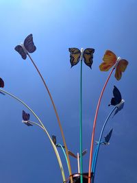 Low angle view of plant against clear blue sky