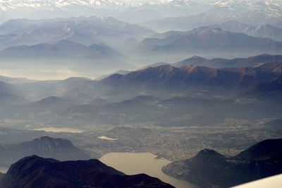 High angle view of scenic mountain range