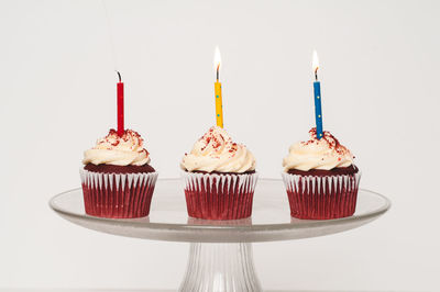 View of cupcakes against white background