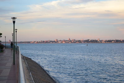 Scenic view of sea against sky during sunset