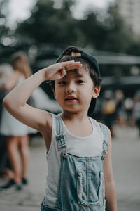 Portrait of girl standing outdoors