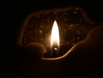 Close-up of illuminated candle