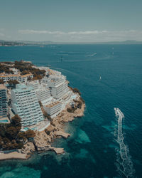 High angle view of sea against sky