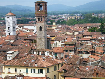 High angle view of buildings in city