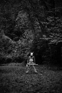 People sitting in a forest
